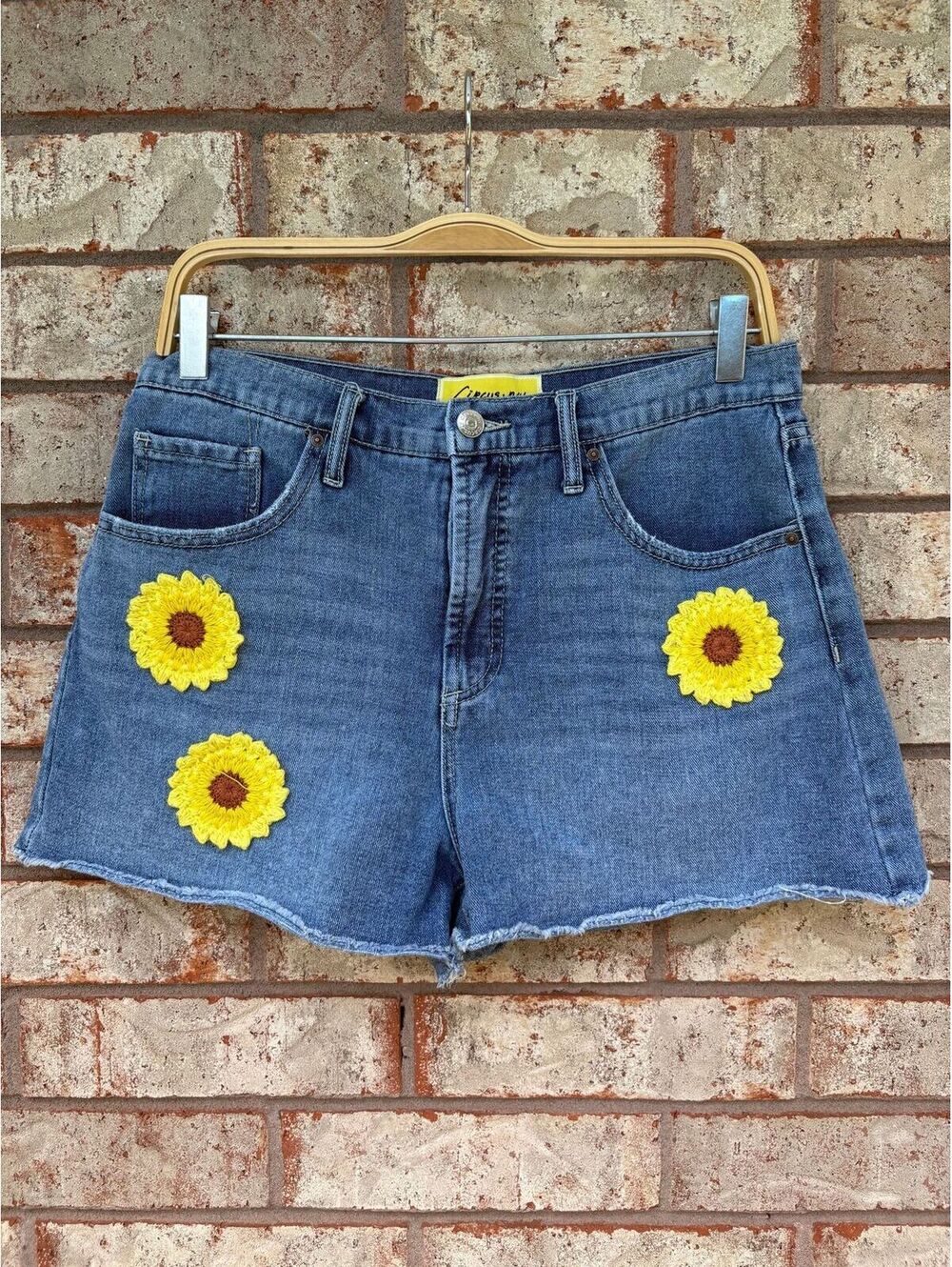Circus NY by Sam Edelman crochet sunflower high rise denim shorts